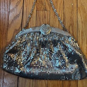 Vintage Whiting & Davis Silver Mesh Evening Bag with Crystals in Mint Condition